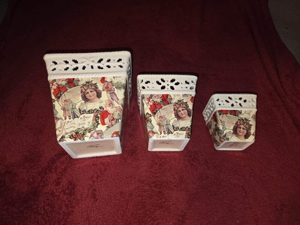 Madison & Max Victorian Holiday Chintz Cachepots Set of 3 Christmas Boxed